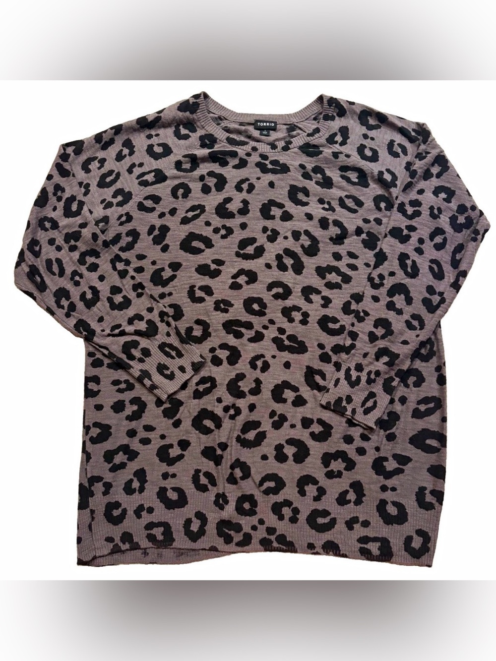 Torrid Black and Gray Leopard Crewneck Sweater, Size 1 (14/16)
